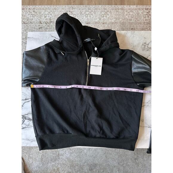 NEW NWT Generation Love Noelle Vegan Leather Combo Sweatshirt size Small - Picture 6 of 8